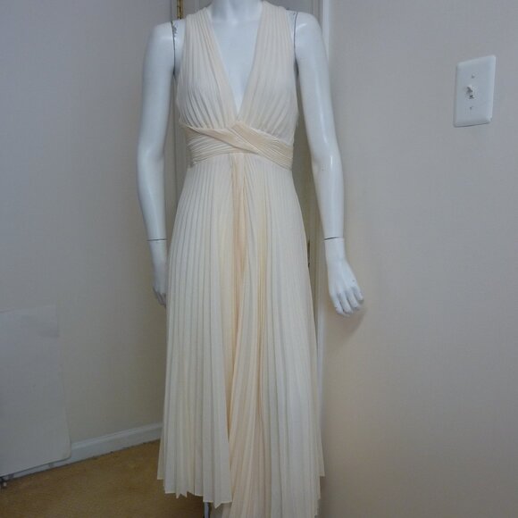 A.L.C Everly Pleated V-Neck Midi Dress - Picture 1 of 6